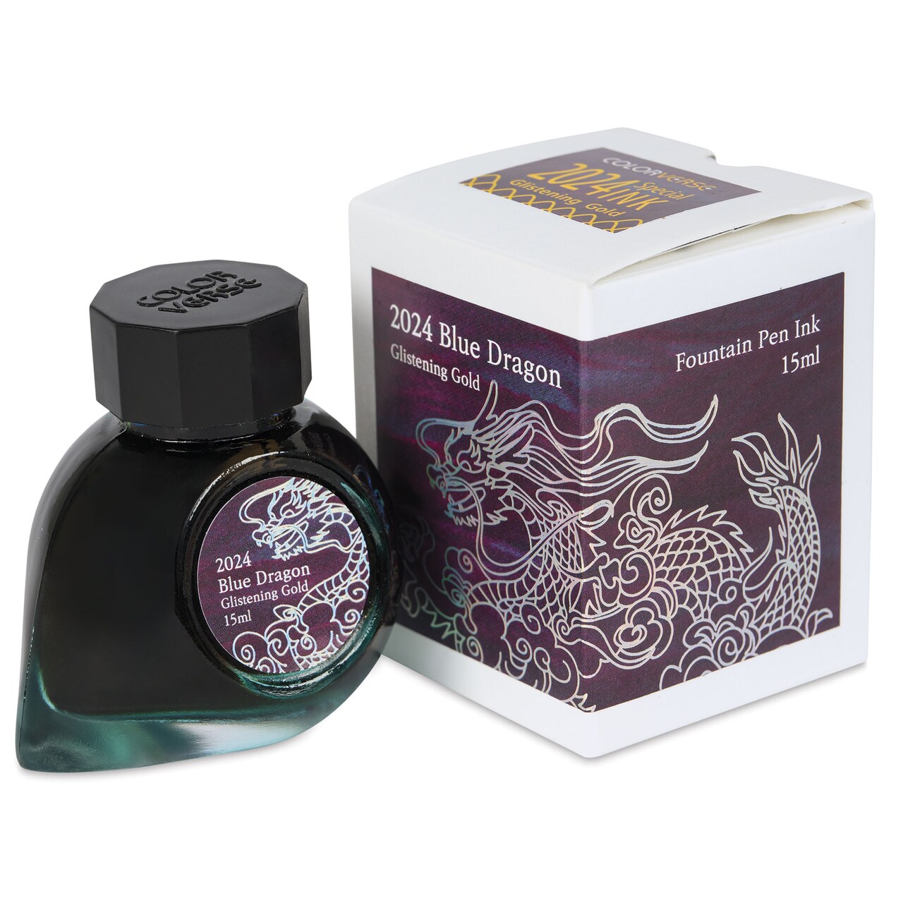 Colorverse Blue Dragon Fountain Pen Ink - Glistening Gold, 15 ml
